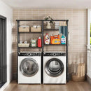 U14 Over Washer and Dryer Storage Shelves, 4 Tiers Laundry Room Storage and Organizer System, Space Saving Clothes Drying Rack with 2 Clothes Hanger Rods, 66.5" W x 20.5" D x 77.4" H, Black by CozyNest Decor