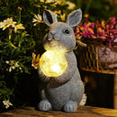 Solar Garden Outdoor Statues Bunny with Gazing Ball - Outdoor Decor Garden Rabbit Statue for Patio, Balcony, Yard, Lawn Ornament - Unique Housewarming Gifts by GreenHaven Gardens