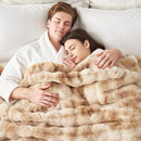Cozy Bliss Faux Fur Throw Blanket for Couch, Fuzzy Soft Plush Thick Bubble Blanket for Sofa Bedroom Living Room, 50 * 60 Inches Tie-dye Beige by CozyNest Decor