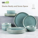 GBHOME Ceramic Dinnerware Sets for 4, 12 Pieces Stoneware Plates and Bowls Sets, Scratch Resistant Dishes, Dishwasher & Microwave Safe, Reactive Glaze-Malachite Green by CozyNest Decor