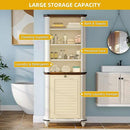DWVO Tilt Out Laundry Hamper, Farmhouse 4-Tier Storage Cabinet with Removable Laundry Basket, Laundry Hamper Organizer with 2 Adjustable Shelves for Laundry Room, Bathroom, White by CozyNest Decor