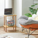 IBUYKE 2-Tier Side Table, Solid Wood Tall End Table with Storage Shelves, Nightstand Bedside Table for Living Room Bedroom Office, No-Tool Assembly, Natural UWST002N by CozyNest Decor