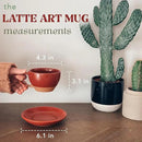 Mora Ceramic Latte Art Mug With Saucer - 10.5 oz, Round Bottom For Perfect Pours - Cafe Cups for Cappuccino, Espresso, Coffee, Tea etc - Porcelain Set for Baristas, Great Gift - Crimson Red by CozyNest Decor