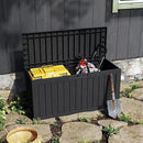 90 Gallon Lockable Resin Deck Box with Wheels, Waterproof & UV-Resistant Outdoor Storage Box for Outdoor Cushion Storage, Garden Tools & Pool Accessories Storage, Black by CozyNest Decor