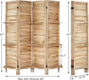 Room Divider with Shelves, Privacy Screen, Room Dividers and Folding Privacy Screens, 4 Panel Wood Temporary Wall Partition Separation Separator, Natural by CozyNest Decor