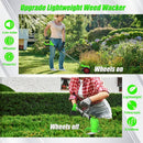 Electric Weed Wacker Eater Cordless Battery Powered, Weed Trimmer 21V Lightweight No-String with 2 Battery Operated & Wheels, 3 in 1 Stringless Grass Trimmer/Edger/Brush Cutter for Garden Yard Lawn by GreenHaven Gardens
