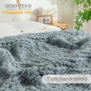 Chunky Knit Blanket Throw, 100% Hand Knit Throw Blanket Handmade Chenille Cable Knit Throw for Couch, Stylish Cozy Soft Rope Knot Crochet Blanket for Home Decor, Chambray Blue, 50x60 Inches by CozyNest Decor