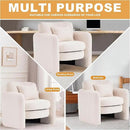 Chenille Accent Armchair Oversize Upholstered Barrel Comfy Modern Round Lounge Sofa Chair with Pillow Cozy Reading Chairs for Apartment,Office,Living Room,Dining,Makeup,Club,Beige by CozyNest Decor