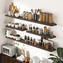 Fun Memories Farmhouse Floating Shelves - 8 Inch Deep Rustic Wood Wall Shelf - Premium Solid Pine Wood Storage Shelf for Kitchen Living Room Bedroom - 30" W x 8" D - Set of 2 - American Walnut by CozyNest Decor