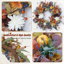 Fall Wreaths for Front Door Outside 24 Inch Autumn Wreath with Pumpkins, Silk Leaves & Purple Flowers Autumn Wreaths for Front Door, Halloween Wreath Decoration, Thanksgiving Decor by CozyNest Decor