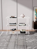 Acrylic Bookshelf, Small 3 Tier Open Bookcase for Small Spaces,Sofa Table, Hallway Entry Table for Home Living Room (Clear, 39.4'' x 11.8'' x 31.5'') by CozyNest Decor