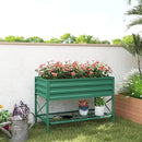 Outsunny Raised Garden Bed with Galvanized Steel Frame, Storage Shelf and Bed Liner, Elevated Planter Box with Legs for Vegetables, Flowers, Herbs, Green by GreenHaven Gardens