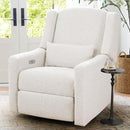 Power Recliner Chair Swivel Glider, Large Rocker Recliner w/USB Charging Port, Boucle Upholstered Swivel Rocker Glider Recliner for Nursery,Bedroom,Living Room, 1PC, Cream by CozyNest Decor
