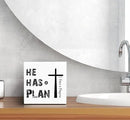 SRADMO He Has a Plan Jesus Wood Box Sign Desk Decor, Bible Verse Decor, Christian Theme Wooden Block Box Sign Decoration for Home Office Shelf Table Decors by CozyNest Decor