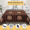 Boho Throw Blanket for Bed with Tassels,100% Cotton Ultra Soft and Cozy Large Blanket Elephant Printed Farmhouse Decor Bed Blankets,80"×90" All Season Rustic Throw for Sofa Couch Chair-Brown by CozyNest Decor