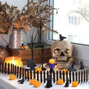 Wesiti 30 Pcs Halloween Village Accessories Set Miniature Halloween Figurines Village Trees Cat Pumpkin Tombstones Figurine Horror Miniature Accessories for Garden Decor by CozyNest Decor