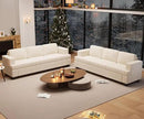 2 Piece Set Comfy Sofa Couch, 2 3-Seater Sofa with Deep Seats, Modern Sleeper Couch for Living Room, Beige Chenille by CozyNest Decor