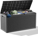 100 Gallon Resin Deck Box, Lockable Outdoor Storage Box for Patio Cushions Storage Furniture,Garden Tools, Pool Supplies, Weatherproof and UV Resistant（Black L） by CozyNest Decor