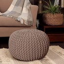 REDEARTH Round Pouf Foot Stool Bean Bag Ottoman - Hand Knitted Boho Pouffe - Home Decor Poof - Stuffed Foot Rest for Living Room - Nursery - Bedroom - Patio (19.5"x19.5"x14") - Taupe by CozyNest Decor