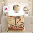 Charlotte Home Furnishings Bayeux Mare Throw Pillow Cover 16" x 16" – Medieval Ship Decorative Tapestry Cushion Case for Sofa, Couch, & Bed | Cotton Jacquard Woven in Europe | Insert Not Included by CozyNest Decor