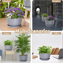 12 Inch Wide Water Ripples Flower Pots for Indoor or Outdoor Plants, Large Plant Pots with Drainage Holes & Saucer, Plastic Planters Set for Garden & Home Decor (Grey with White Speckles) by GreenHaven Gardens