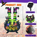 Halloween Lighted Garden Flag for Outside, Led Solar Yard Flag 8 Modes Witch Feet Shape Flag, 12x18 Double Sided Cauldron Eyeball Black Cat Decorations for Home Porch by CozyNest Decor