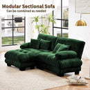 Modular Sectional Sofa, Comfy Cloud Couch Oversized Loveseat with Ottoman, Sectional Couches for Living Room, Modern Chenille L Shaped Couch, Sleeper Deep Seat Sofa with Throw Pillows, Green by CozyNest Decor