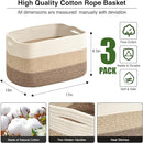 Large Storage Baskets for Organizing Shelves, Woven Cotton Rope Bins for Baby Nursery Organization, Book Toy Towel Organizer, 17"x13"x9.5", 3 Packs, Gradient Brown by TinyTreasures Baby Boutique