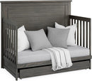Delta Children Simmons Kids Caden 6-in-1 Convertible Crib with Trundle Drawer, Greenguard Gold Certified, Rustic Grey by TinyTreasures Baby Boutique