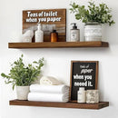 24"x6.8"x1.2" Solid Wood Floating Shelves 2-Pack - Rustic Brown Finish with Hidden Brackets, Perfect for Storage and Décor in Living Room, Kitchen, Bedroom by CozyNest Decor