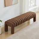 63" Bedroom Bench, Upholstered Entryway Bench, Modern End of Bed Ottoman with Solid Wood Legs and Adjustable Foot Pegs for Entryway, Dining Room and Living Room (Brown Boucle) by CozyNest Decor