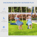 Outsunny Swing Set for Backyard, 5 in 1 Heavy-Duty A-Frame Stand Outdoor Playset for Kids with 29.5" Saucer Swing, Slide, Seesaw, Glider, Swing Seat, Blue by TinyTreasures Baby Boutique