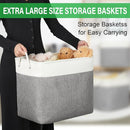 Bidtakay Extra Large Storage Baskets for Organizing 17x12x15.1 inch 3-Pack Fabric Closet Organizers Storage Bins with Handles Foldable Storage Baskets for Shelves Clothes XL-White&Grey by TinyTreasures Baby Boutique