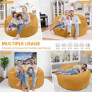 5FT Bean Bag Chair, Large Bean Bag Chairs with Memory Foam Filled, Fluffy Beanbag Sofa with Dutch Velvet Cover, Round BeanBag Chairs for Living Room, Playroom - Mustard by TinyTreasures Baby Boutique