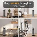 Comfort Zone Oscillating Digital Tower Heater with Remote Control for Indoor Use, Adjustable Thermostat, Timer, Overheat Protection, Tip-Over Switch, Ideal for Home, Bedroom, & Office, HT1206-GRY by CozyNest Decor