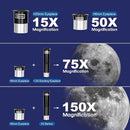 AOMEKIE Telescopes,70mm Aperture 300mm Table Tripod, Astronomical for Beginners,2 Eyepieces 150X with Smartphone Adapter Moon Filter 3X Barlow by TinyTreasures Baby Boutique