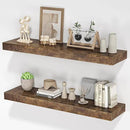 Floating Shelves for Wall, 31.5"W x 6.7"D x 1.5"H, Wooden Wall Mounted Display Shelf with Invisible Brackets for Living Room, Bedroom, Bathroom, Kitchen Decor & Storage, Set of 2, Rustic Brown by CozyNest Decor