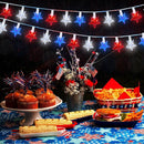 100 LED Red White and Blue Star Lights, 37FT 4th of July Star String Lights Plug in for Home Patio Garden Yard Memorial Day Independence Day Patriotic Decorations Outdoor, White Wire by GreenHaven Gardens