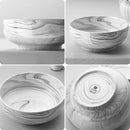 MALACASA Large Serving Bowls, 60 OZ (8'') Salad Bowls Set of 2, Ceramic Mixing Bowls for Kitchen, Serving Bowl for Soup, Pasta, Side Dishes and Entertaining, Marble Grey, Series REGULAR by CozyNest Decor