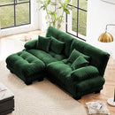 Modular Sectional Sofa, Comfy Cloud Couch Oversized Loveseat with Ottoman, Sectional Couches for Living Room, Modern Chenille L Shaped Couch, Sleeper Deep Seat Sofa with Throw Pillows, Green by CozyNest Decor