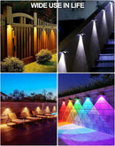 10 Pack Solar Fence Lights - 3 Modes, 9 Colors Outdoor Solar Lights, Waterproof IP 65, 35lm for Step, Stair, Deck, Wall, Patio, Walkway, Porch by GreenHaven Gardens