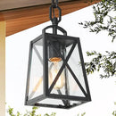 LOG BARN Outdoor Pendant Light Fixture, Farmhouse Exterior Lights, Anti-Rust Ceiling Outdoor Light with Seeded Glass, Lantern Hanging Light for Front Door, Entry, Porch, and Gazebo by CozyNest Decor