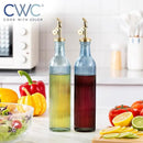 COOK WITH COLOR Glass Olive Oil Bottle Dispenser - 2 Pack- 17oz Oil and Vinegar Cruet - Olive Oil Carafe Decanter for Kitchen by CozyNest Decor