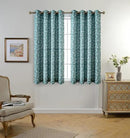 MIUCO Floral Embroidered Semi Sheer Curtains Faux Linen Grommet Window Panel Pair for Bedroom 52 x 63 Inch, Teal by CozyNest Decor