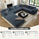 157.5" Cloud Couch Oversized Modular Sectional Sofa for Living Room,Modern Sofa with Deep Seat，8 Seater Boneless Couch with 2 Ottoman,Comfy Upholstered Couches for Apartment, Studio, Office,Blue by CozyNest Decor
