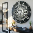 The Gears Clock Real Moving Gear Wall Clock England Line (Vintage Black, 24 inches (60 cm)) by CozyNest Decor