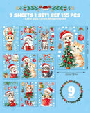Christmas Window Clings Decorations - Cute Funny Double-Sided Static Stickers for Glass Windows and Doors, Perfect Decorations, with Cat Kitten Pattern, Reusable 9 Sheets by CozyNest Decor
