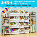 Toy Storage Organizer, with 4-Tier Toy Shelf and 12 Bins, Kids Bookshelf and Toy Storage with 6 Shelves for Kids Room Bedroom Playroom Nursery Room by CozyNest Decor