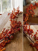 MISSPIN 6FT Pumpkin Berry Garland, Halloween Garland Fall Maple Leaf Artificial Hanging Autumn Vine Leaf Fall Decor Black Maple Fall Leaf Christmas Thanksgiving Halloween Home Decor by CozyNest Decor