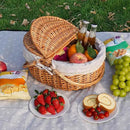 Happypicnic Wicker Picnic Basket with Handle, 15" Large Empty Picnic Basket with Lid & Removable Liner, Vintage Hand Woven Basket for Picnics, Camping, Veg Picking, Mother'S Day, Thanksgiving (Flower) by GreenHaven Gardens